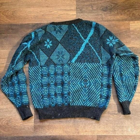 Vintage Michael Gerald Wool Blend Mens Crewneck Sweater, Size M, Argyle Pattern - Picture 2 of 5